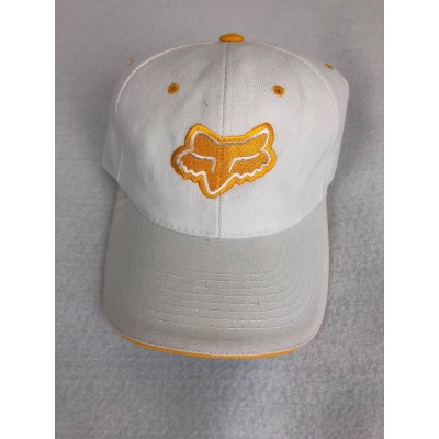FOX RACING ONE SIZE ADJUSTABLE BASE BALL CAP HAT. Rare White/Yellow Motorsports  eb-75424111
